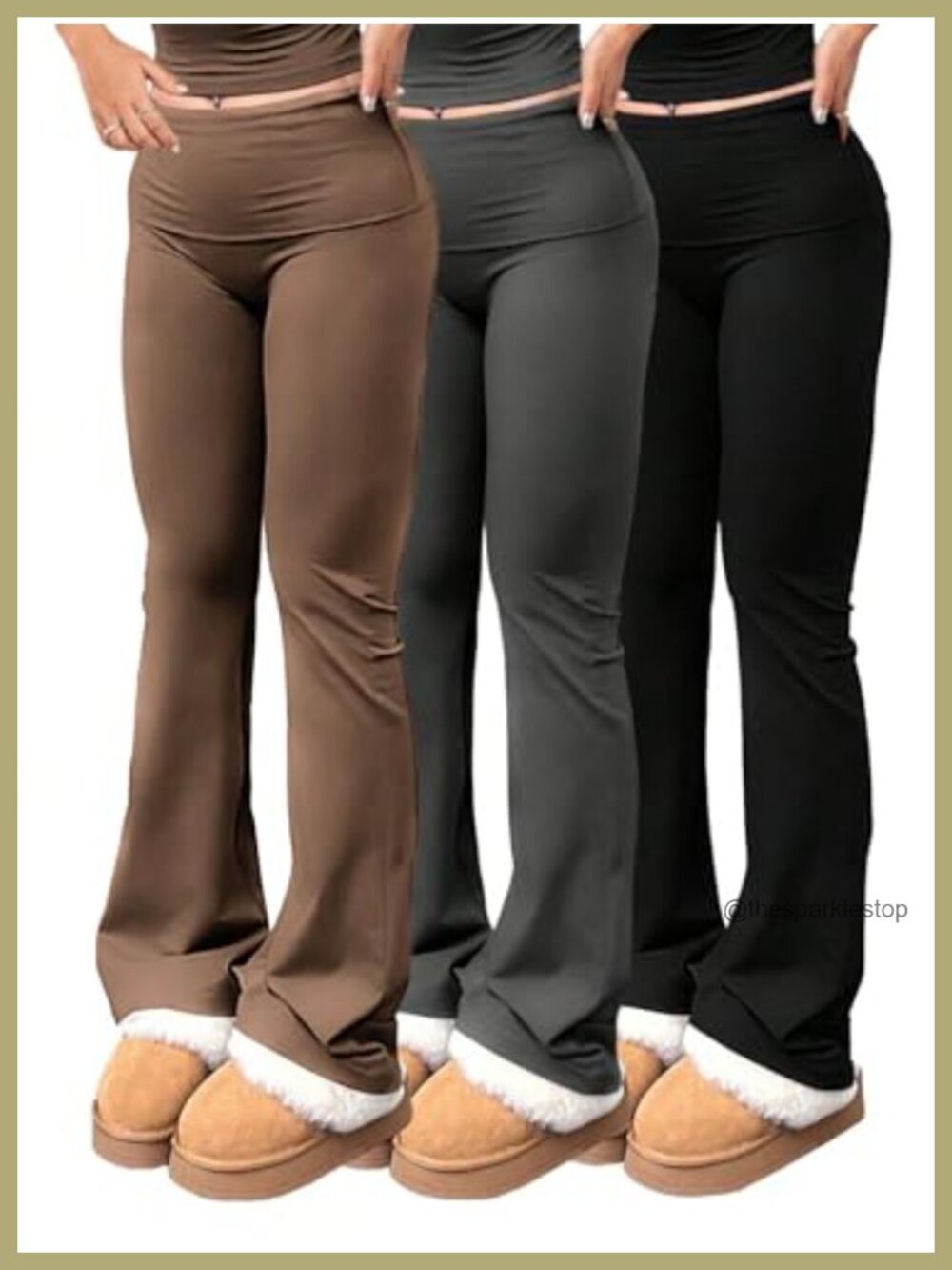 3-Piece High Waisted Flare Bootcut Yoga Pants Set Stretchy Workout Leggings